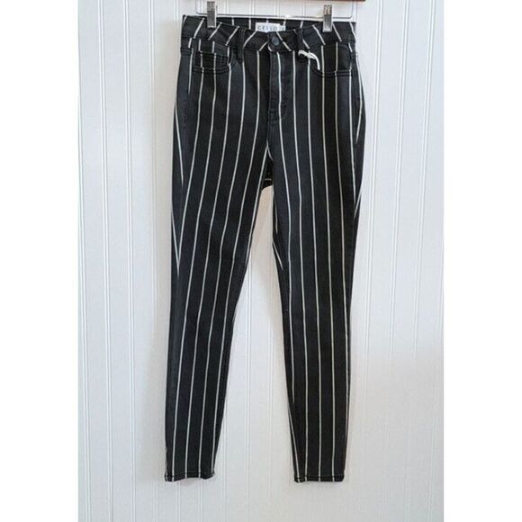 Cello High Waisted Jeans Women’s 3 Black And White Striped Skinny Fit Classic - Picture 1 of 7
